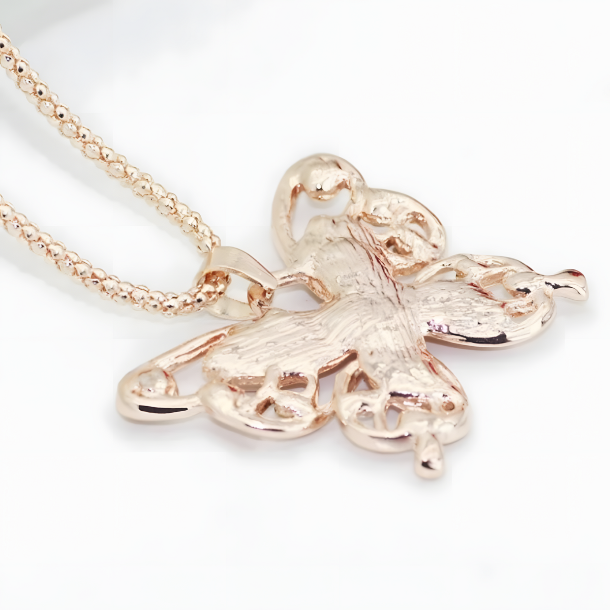 Butterfly Pendant Necklace for Women – Rose Gold Zinc Alloy Butterfly Charm 1186
