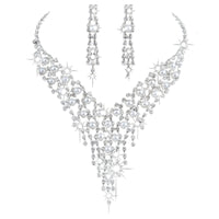 Bridal Jewelry Set-Pearl and Crystal Necklace & Dangle Earrings, Wedding 395