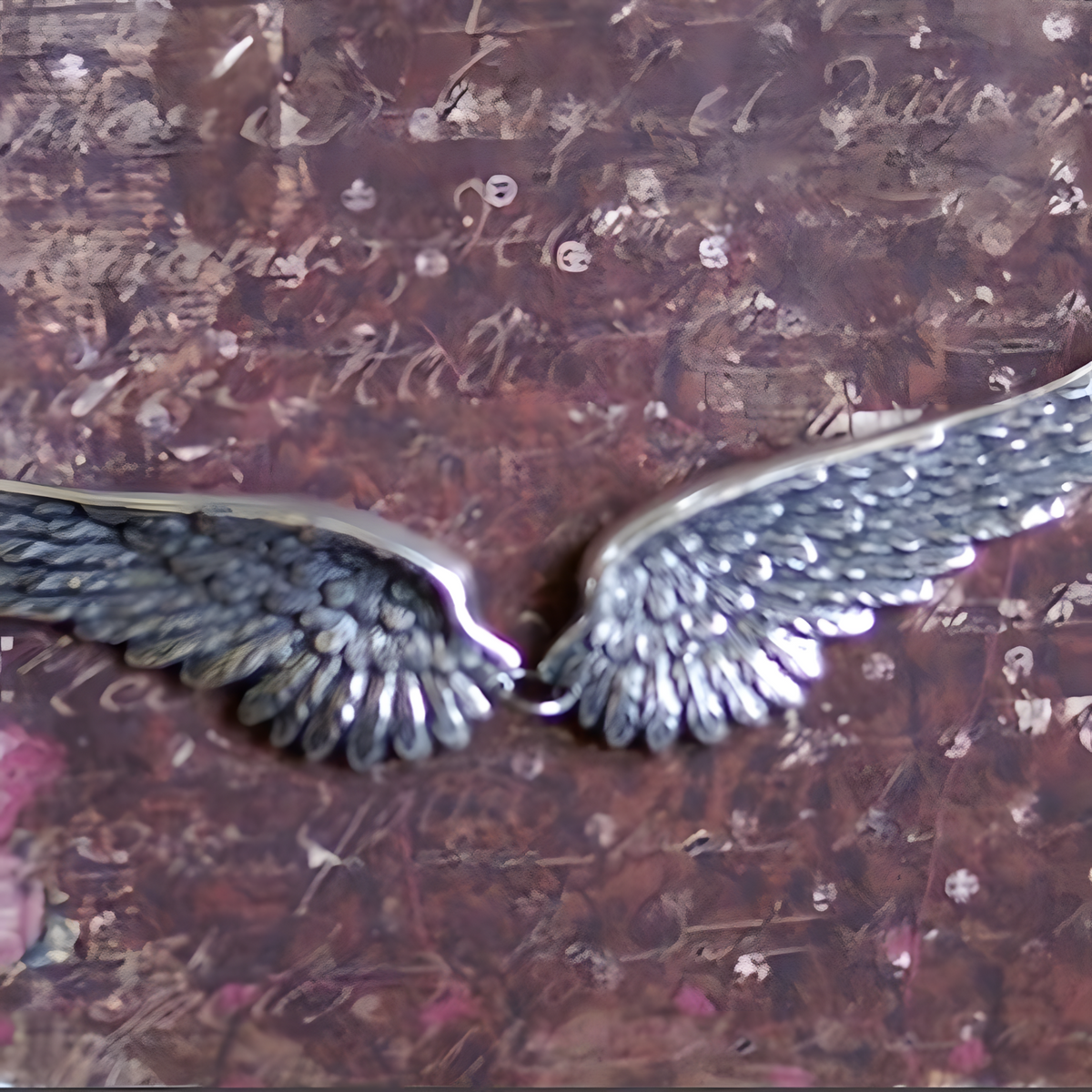 Silver Tone Angel Wings Choker Necklace Feather Design Vintage Style B48