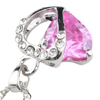 Pink Heart Crystal Jewellery Set for Women, Romantic Love Heart Pendant 1303