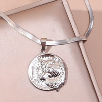 Titanium Steel Wolf Head Pendant Necklace Silver Amulet Animal Jewelry B157