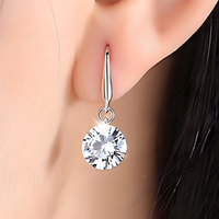 Unified Jewellery Silver-Plated Round Zircon Drop Earrings for Women Elegant 923