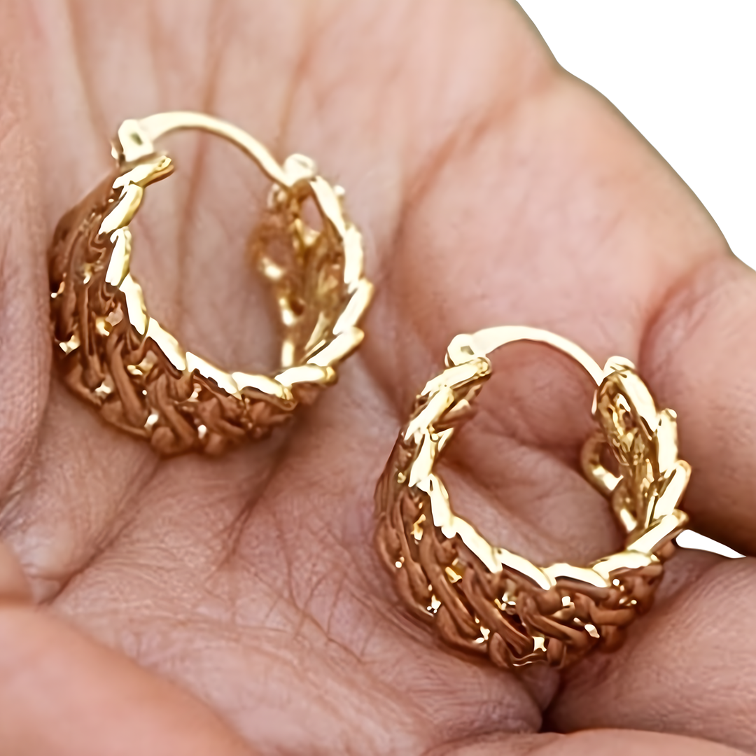 Chunky Gold Hoop Earrings for Women Real Copper Alloy Chain Design 2 cm/0.7 748
