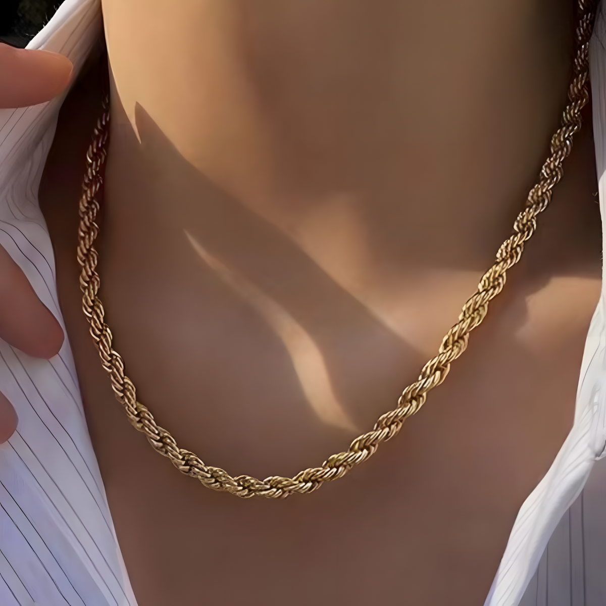 Rope Chain Necklace – Copper Base, Gold-Tone Plating, Twisted Rope Link 869