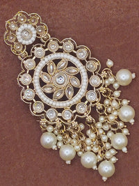 Elegant Bollywood Inspired Gold Kundan Earrings - Traditional Indian Jewelry 193