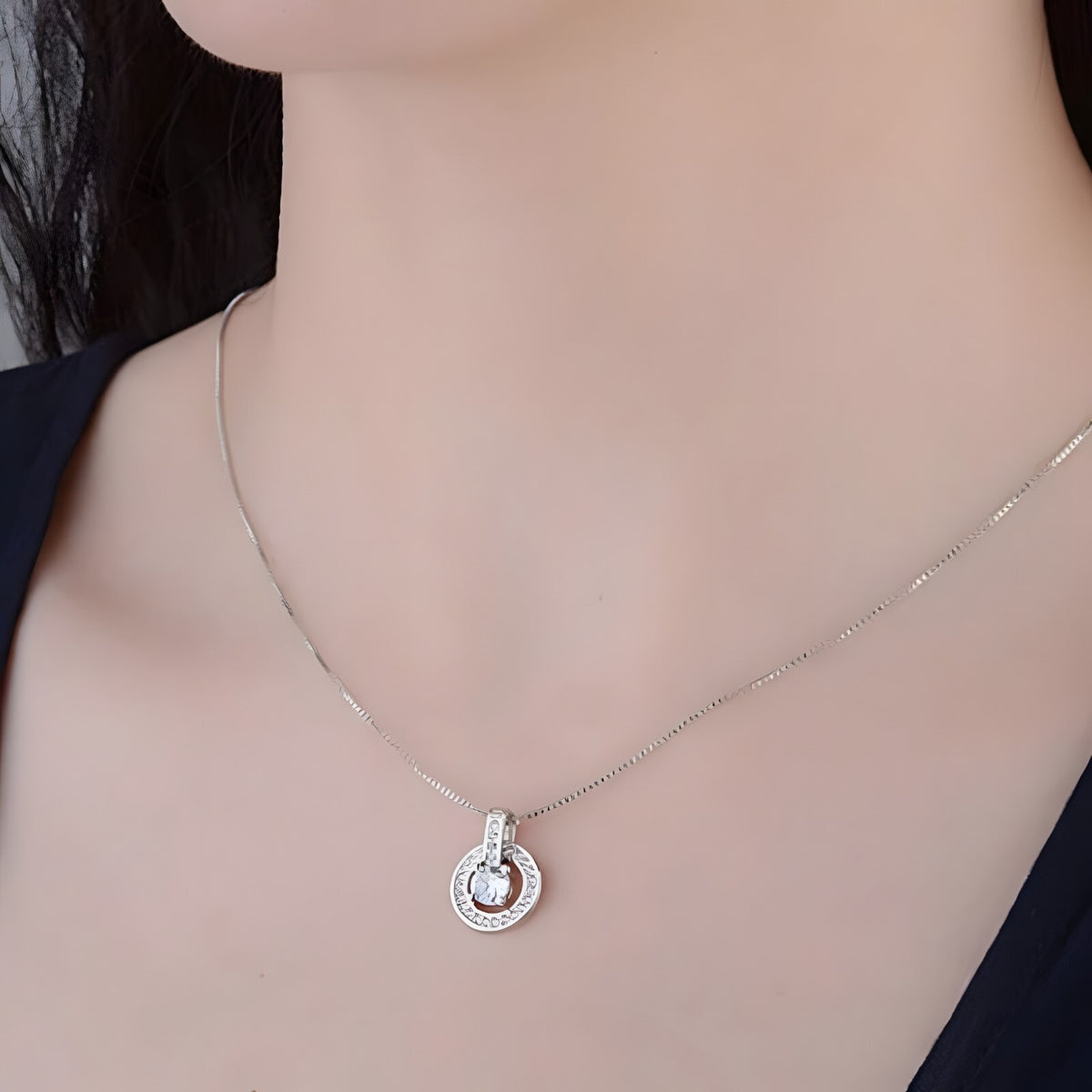 925 Sterling Silver Round AAA Zircon Pendant Necklaces Women Jewelry Dance 262