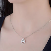 925 Sterling Silver Round AAA Zircon Pendant Necklaces Women Jewelry Dance 262