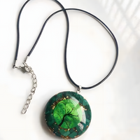 Orgonite Energy Pendant Green Malachite Tree Of Life Necklace –Resin Orgone 1075