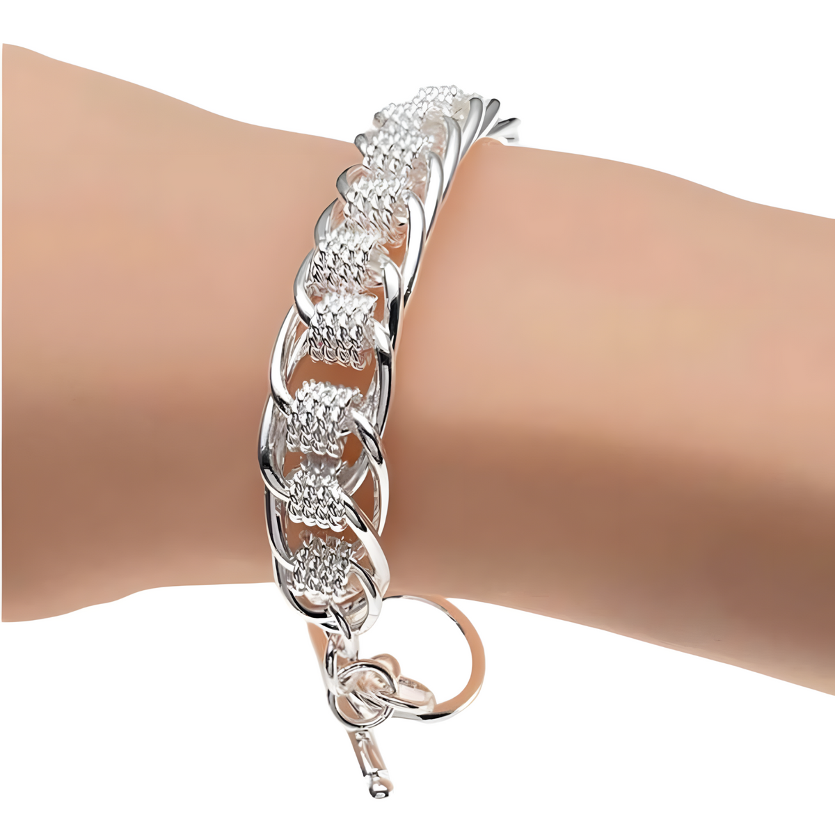 925 Sterling Silver Plated Bracelet, High-Quality Fashion Chain Jewelry 512