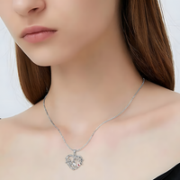 Metal Copper Zinc Alloy Heart Pendant Necklace – Classic Geometric Design 1115
