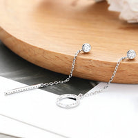 925 Sterling Silver Asymmetrical Drop Earrings - Long Chain Dangle Earrings 350