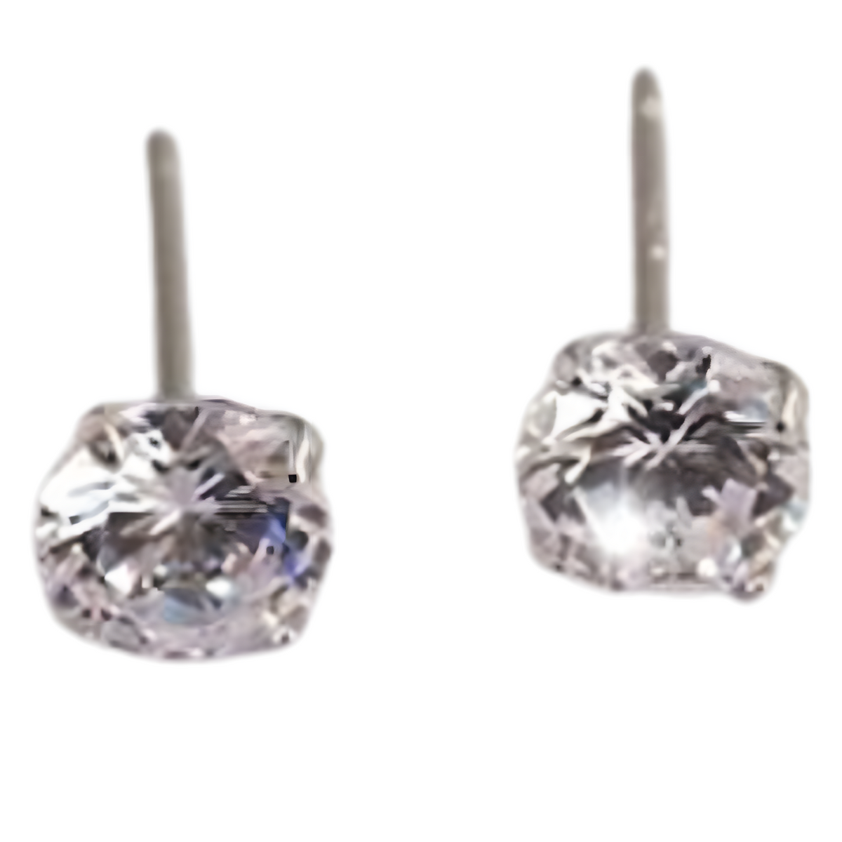 925 Silver-Plated Round Zircon Stud Earrings Women Classic Push Back Crystal 897