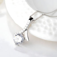 Sterling Silver Pendant Necklace for Women Real 925 Box Chain with AAA Cubic 288