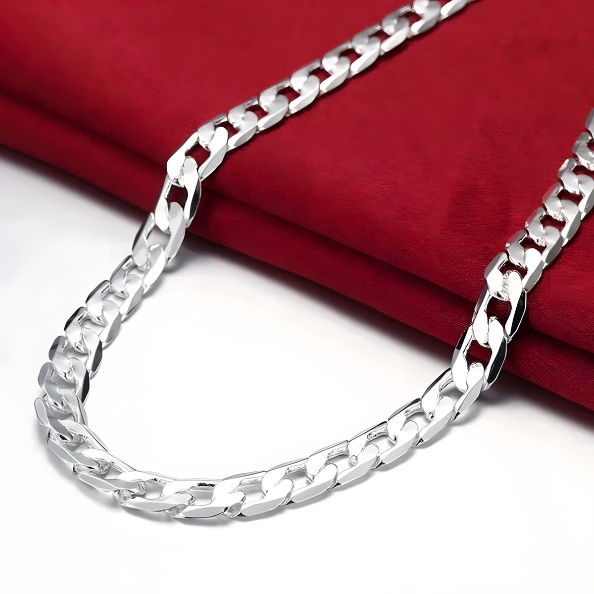 Premium Rhodium-Plated 6MM Cuban Link Chain Necklace-Durable Polished Metal 1452