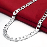 Premium Rhodium-Plated 6MM Cuban Link Chain Necklace-Durable Polished Metal 1452