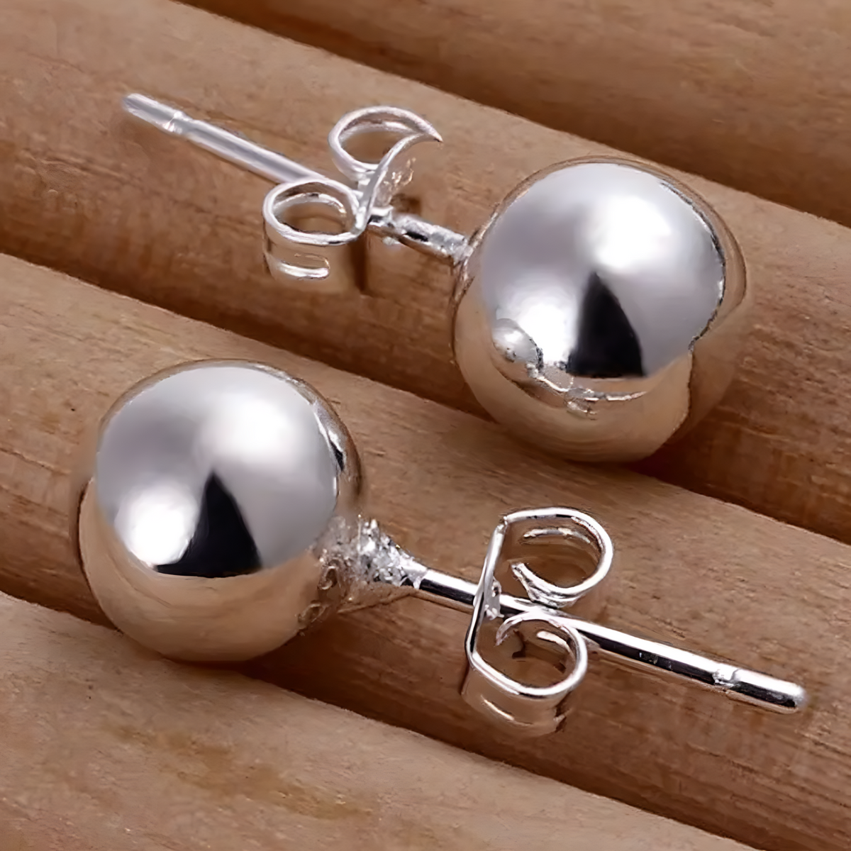 8mm Ball Stud Earrings for Women – Classic Round Butterfly Back Lightweight 1423