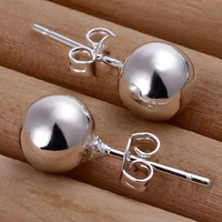 8mm Ball Stud Earrings for Women – Classic Round Butterfly Back Lightweight 1423