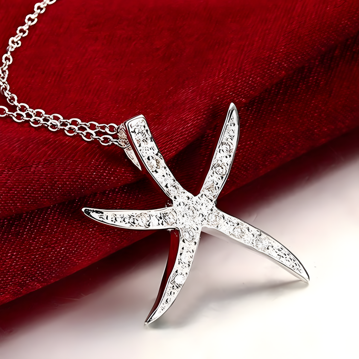 Starfish Pendant Necklace For Women - Sparkle Sea Star Charm, Crystal Look  1791
