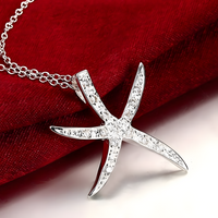 Starfish Pendant Necklace For Women - Sparkle Sea Star Charm, Crystal Look  1791