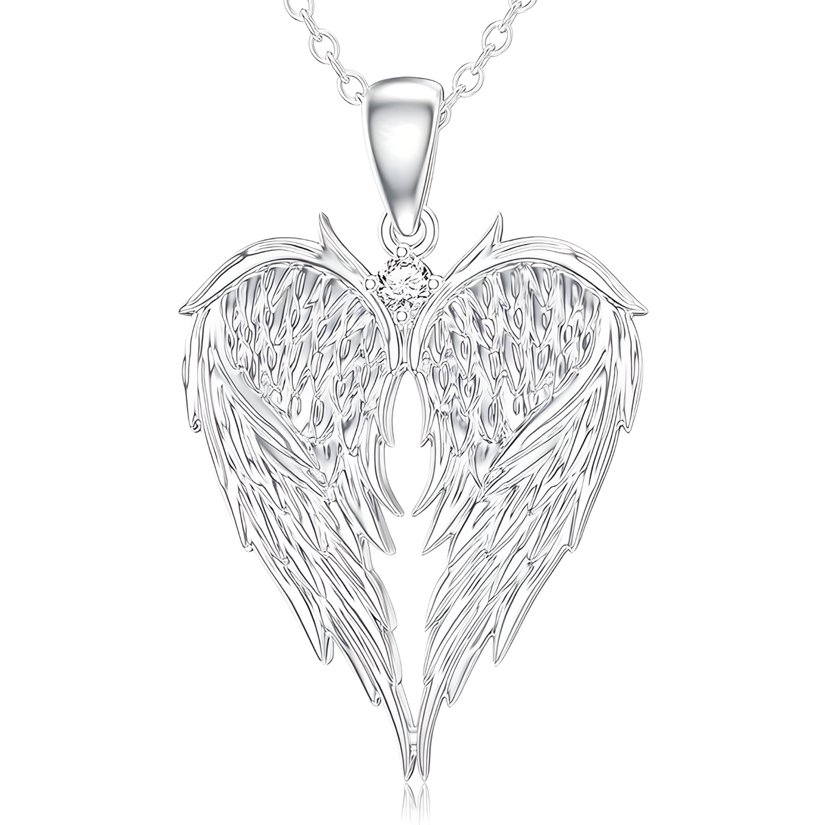 Angel Wings Heart Pendant Necklace 45cm+5cm Adjustable Chain Winged Heart 1484