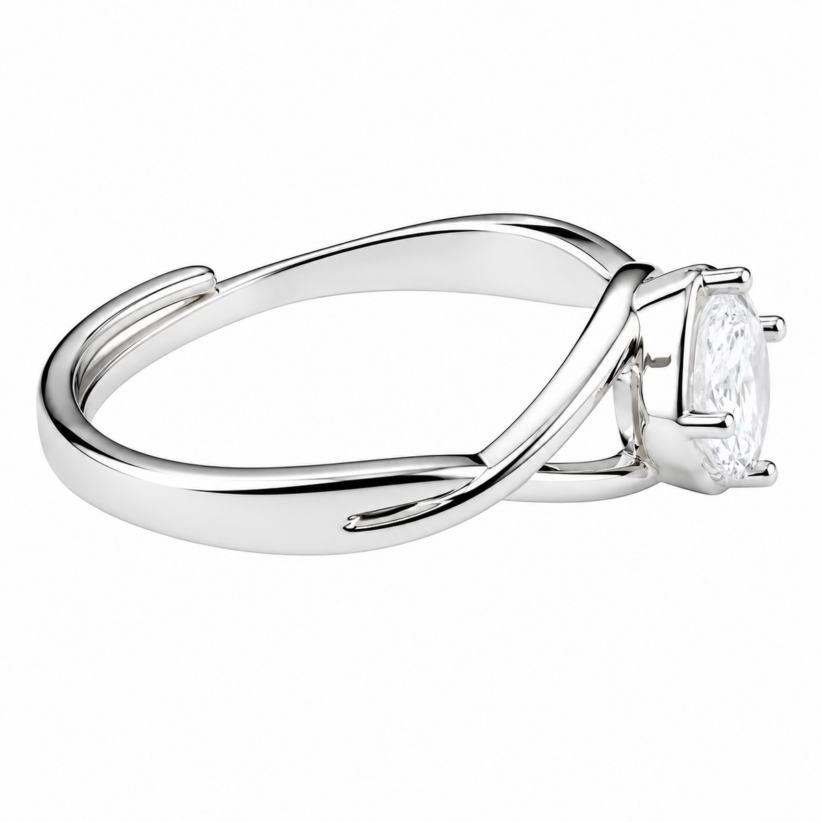 Women's Adjustable Twisted Solitaire Zircon Engagement Ring Round Brilliant 1644