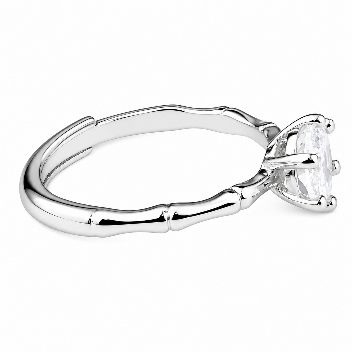 Women's Elegant Adjustable Solitaire Ring, Round Brilliant Zircon Nature 1629