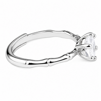 Women's Elegant Adjustable Solitaire Ring, Round Brilliant Zircon Nature 1629