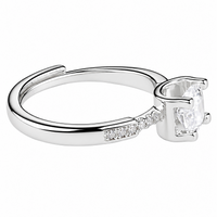 Women's Adjustable Round Brilliant Zircon Engagement Ring, Silver Tone 1654