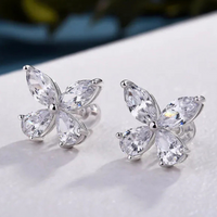 925 Silver-Plated Alloy Butterfly CZ Stud Earrings Women – Sparkling Zircon 997