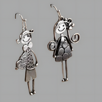 Retro Couple Character Earrings for Women –Copper Alloy with Silver Plating 1230