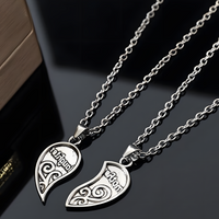 Mother Daughter Heart Necklace Set, Silver-Plated Mother Daughter Pendant b132