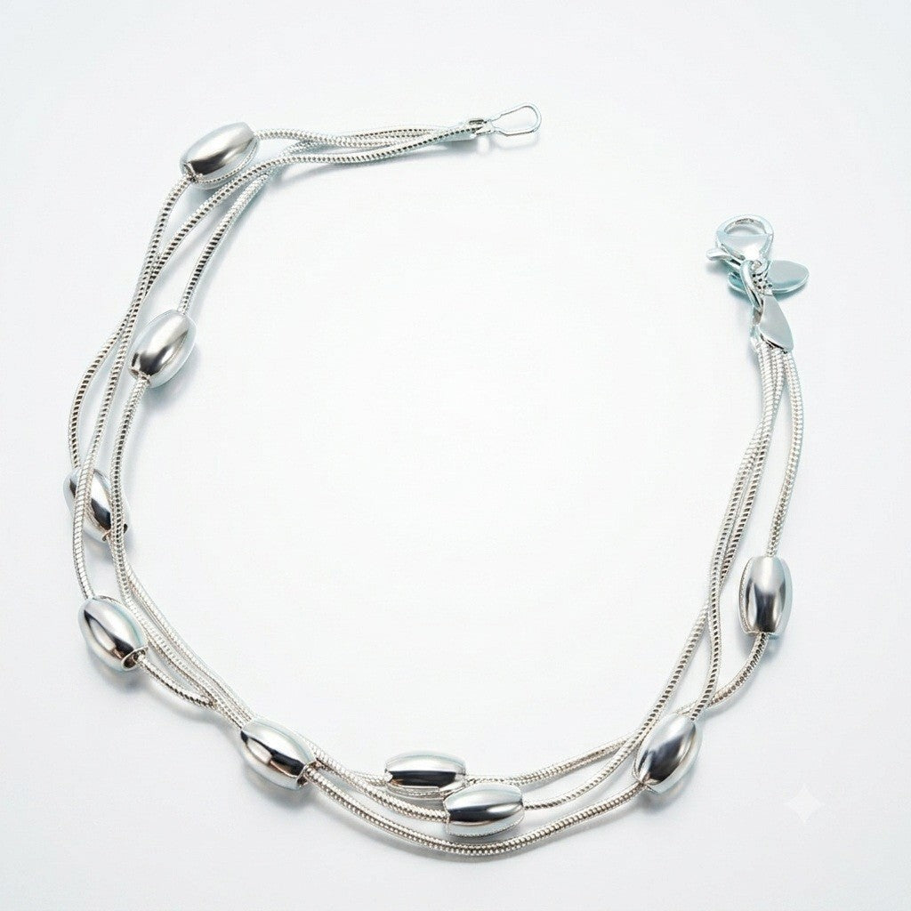 Unified Jewellery Luxury Multi Strand Oval Bead Bracelet Lobster Clasp 1899
