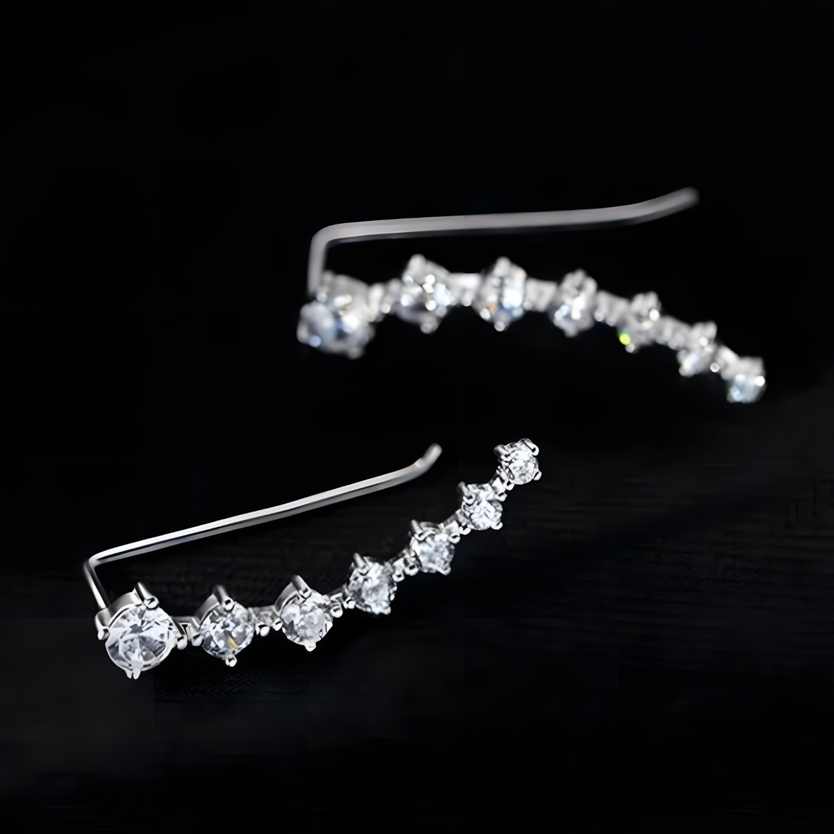 Women's Cubic Zirconia Ear Climber Earrings White Gem Rhinestone Ear Crawler 504