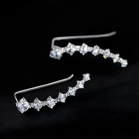 Women's Cubic Zirconia Ear Climber Earrings White Gem Rhinestone Ear Crawler 504