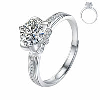Women Zircon Engagement Ring Round Brilliant Solitaire Floral Head Split 1678