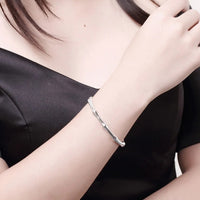 925 Silver Open Cuff Bangle Bracelet Adjustable Bamboo Style for Women 424