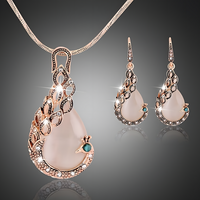 Vintage Peacock Necklace & Earrings Set for Women Gold Plated Alloy Jewelry 719