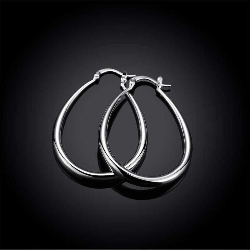 925 Sterling Silvery Double Hoop Earrings For Women - Vintage Boho Style 146