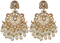 Elegant Bollywood Inspired Gold Kundan Earrings - Traditional Indian Jewelry 215