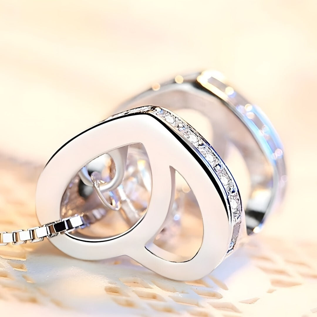 925 Sterling Silver Rotating Dancing Zircon - Necklace Sparkling Pendant 255
