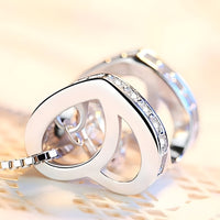 925 Sterling Silver Rotating Dancing Zircon - Necklace Sparkling Pendant 255