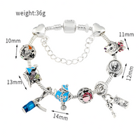 Storybook Charm Bracelet for Women–Zinc Alloy Snake Chain Colourful Enamel 1251