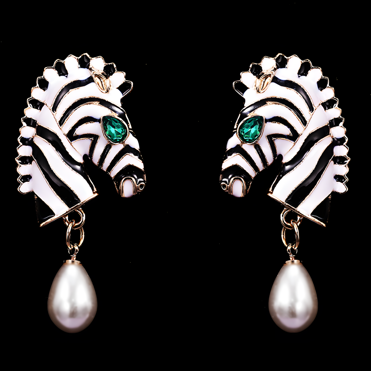 Zebra Drop Earrings For Women Gold Plated Animal Pattern Dangle Earrings 1460