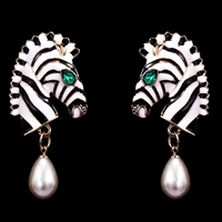 Zebra Drop Earrings For Women Gold Plated Animal Pattern Dangle Earrings 1460