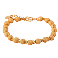 18K Gold Plated Beaded Bracelet, Textured Round Beads, Adjustable 18-21 cm 141