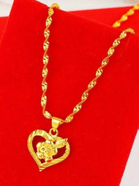 Unified Jewellery 24K Gold Plated Copper Flower HeartShaped Pendant Necklace 129