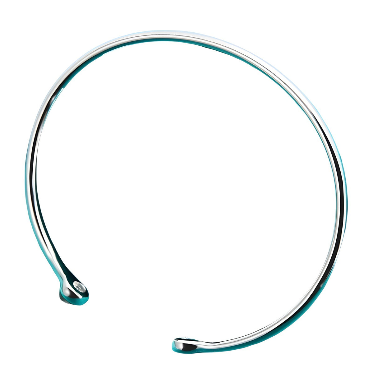 925 Sterling Silver Open Cuff Bangle Bracelet for Women with Ball Ends 398
