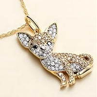 Women's Gold Chihuahua Pendant Necklace Exquisite Cute Pet Dog Charm Golden B169