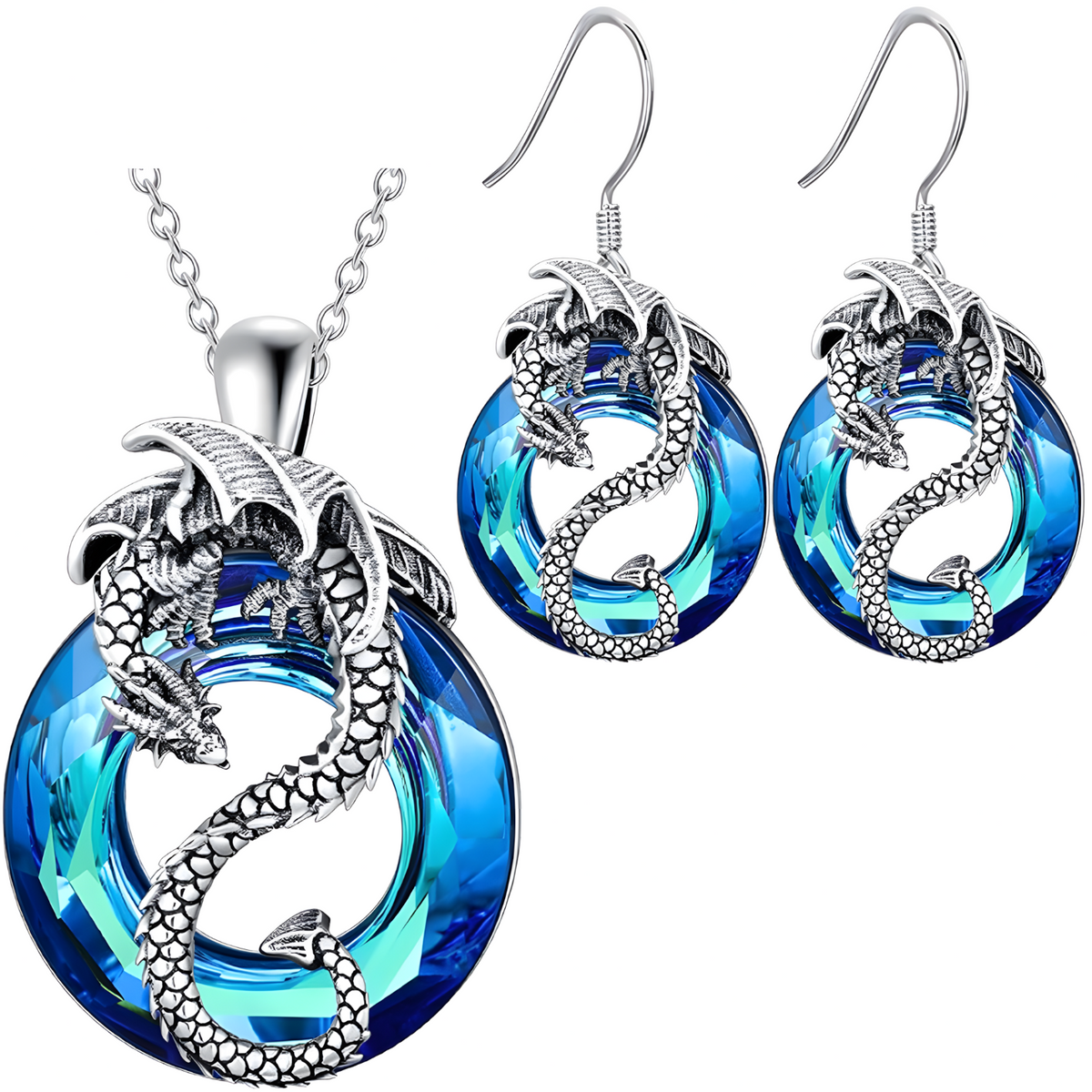 Unified Jewellery Dragon Necklace & Earrings Set Women – Zinc Alloy Dragon 1113