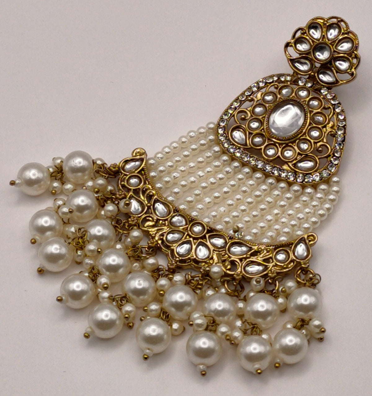 Elegant Bollywood Inspired Gold Kundan Earrings - Traditional Indian Jewelry 174